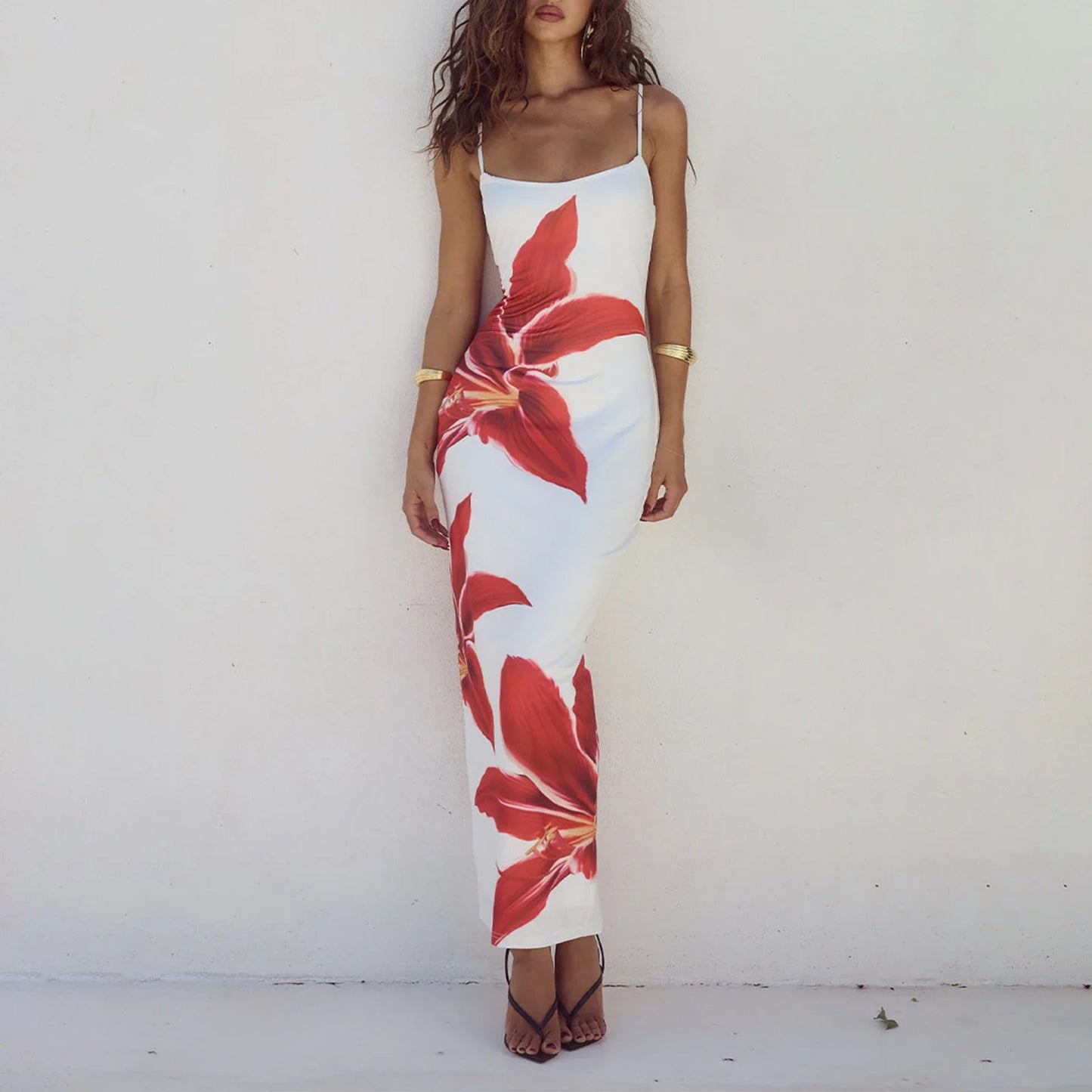 Floral Spaghetti Strap Bodycon Dress