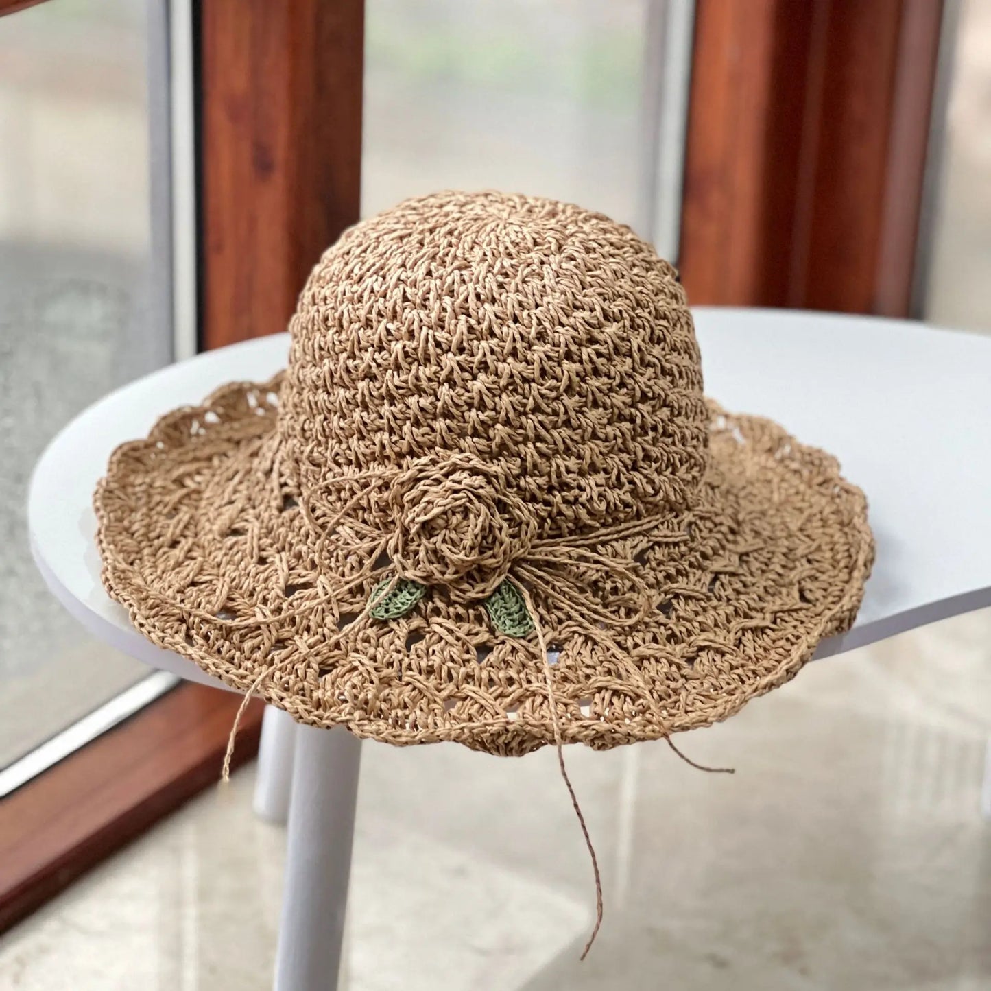 Handwoven Floral Summer Straw Hat