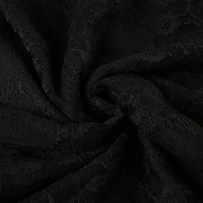 Goth Lace Sheer Patchwork Crop Top Rich Allure