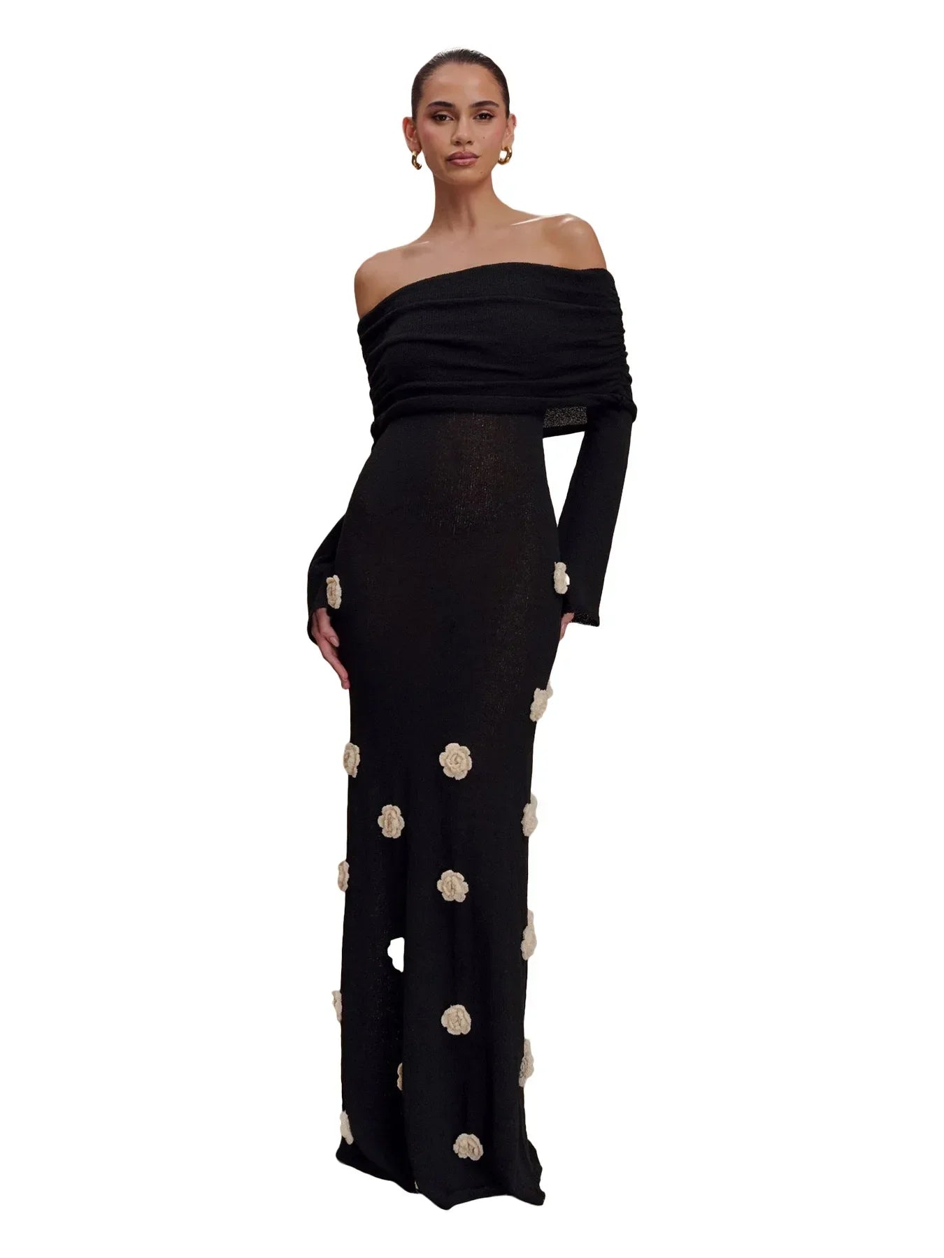 Rose Gaze 3D Floral Knit Dress