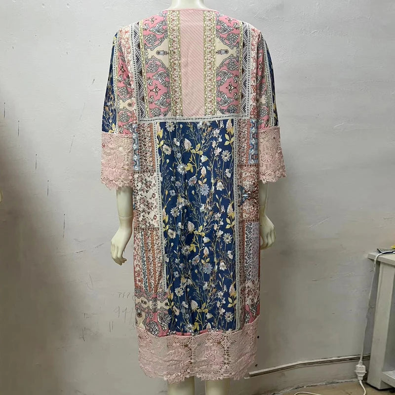 Vintage Lace V-Neck Elegant Dress