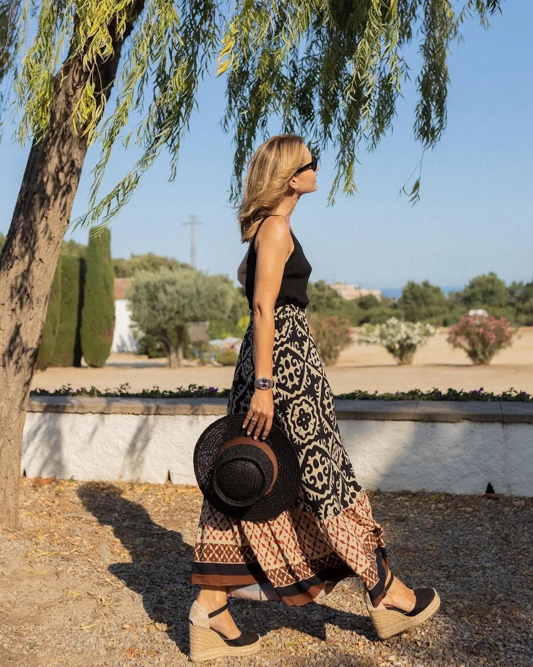 Sunlit Charm Bohemian Maxi Skirt