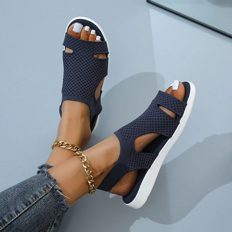 Crystal Mesh Flat Sandals