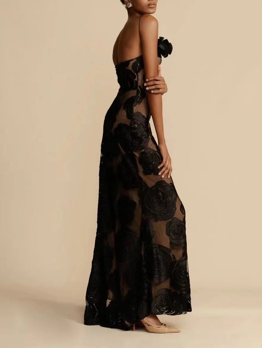 Midnight Allure Backless Evening Dress