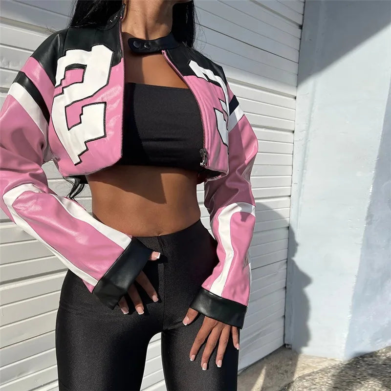 Urban Gloss Letter Print Crop Jacket