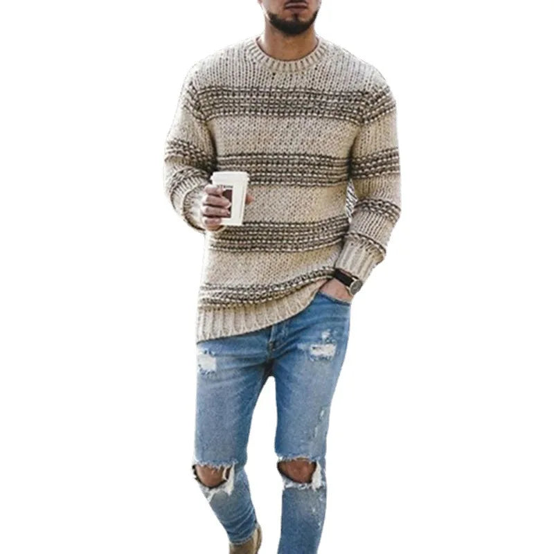 Luxury Striped Slim Fit Sweater Rich Allure