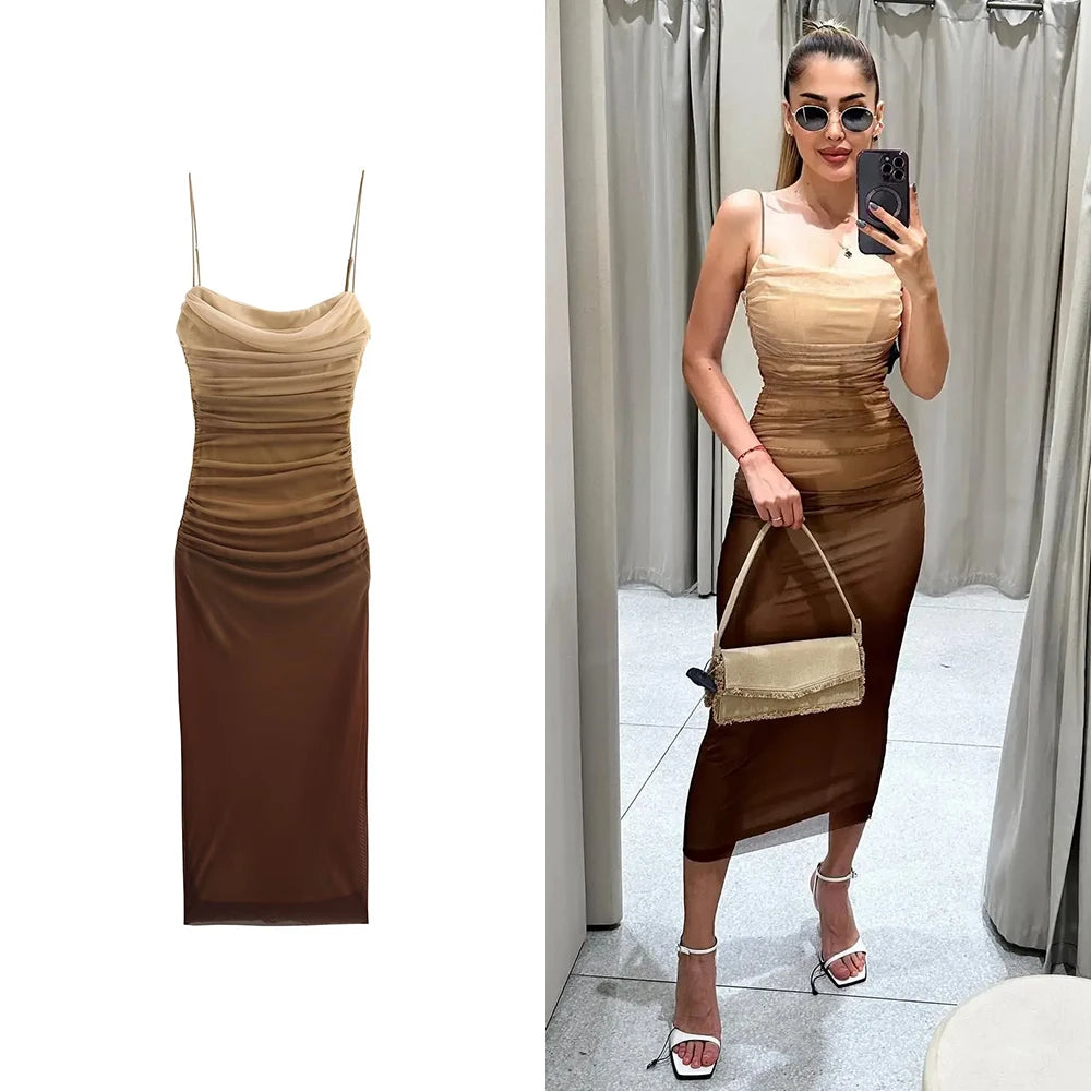 HazeGlam Gradient Backless Slip Dress Rich Allure