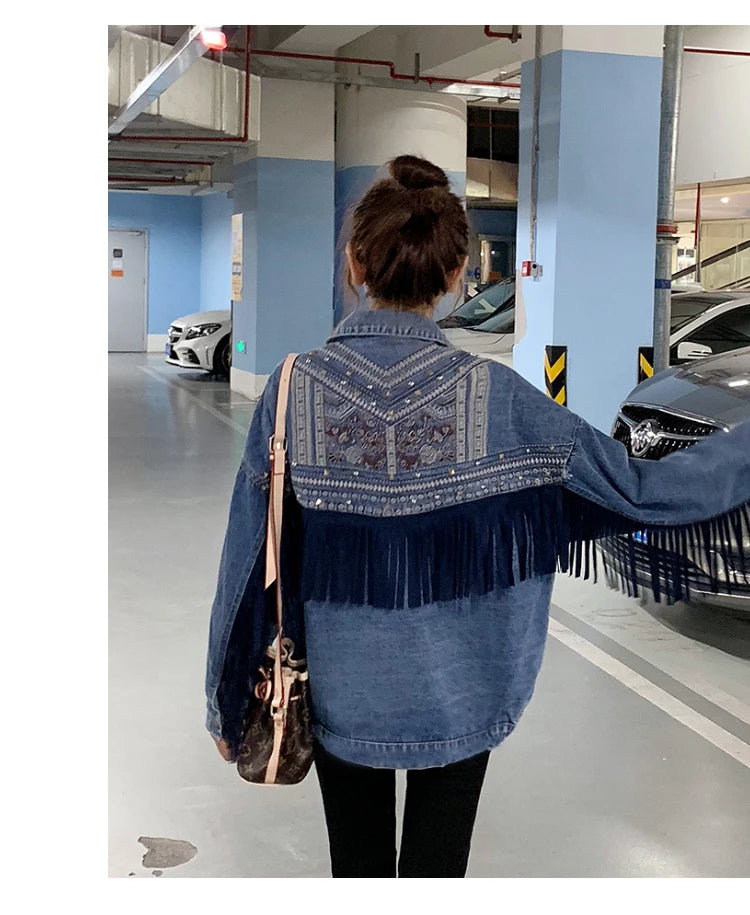 Boho Bloom Embroidered Denim Jacket