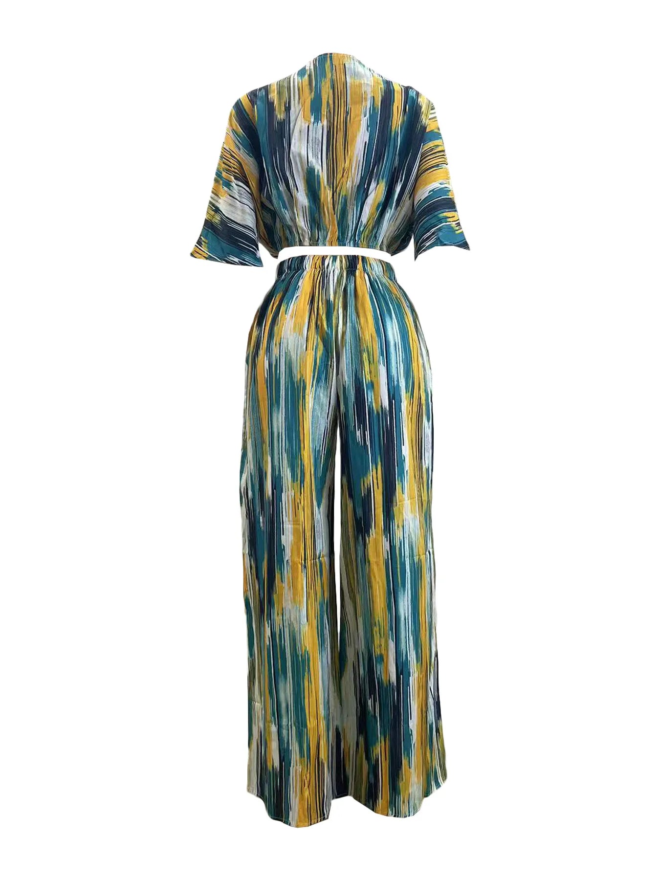 Striped V-Neck Two-Piece Set