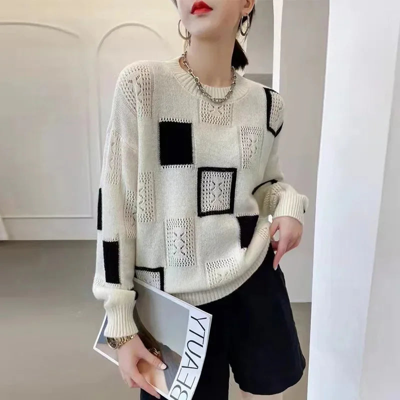 Vintage Checkered Knit Top