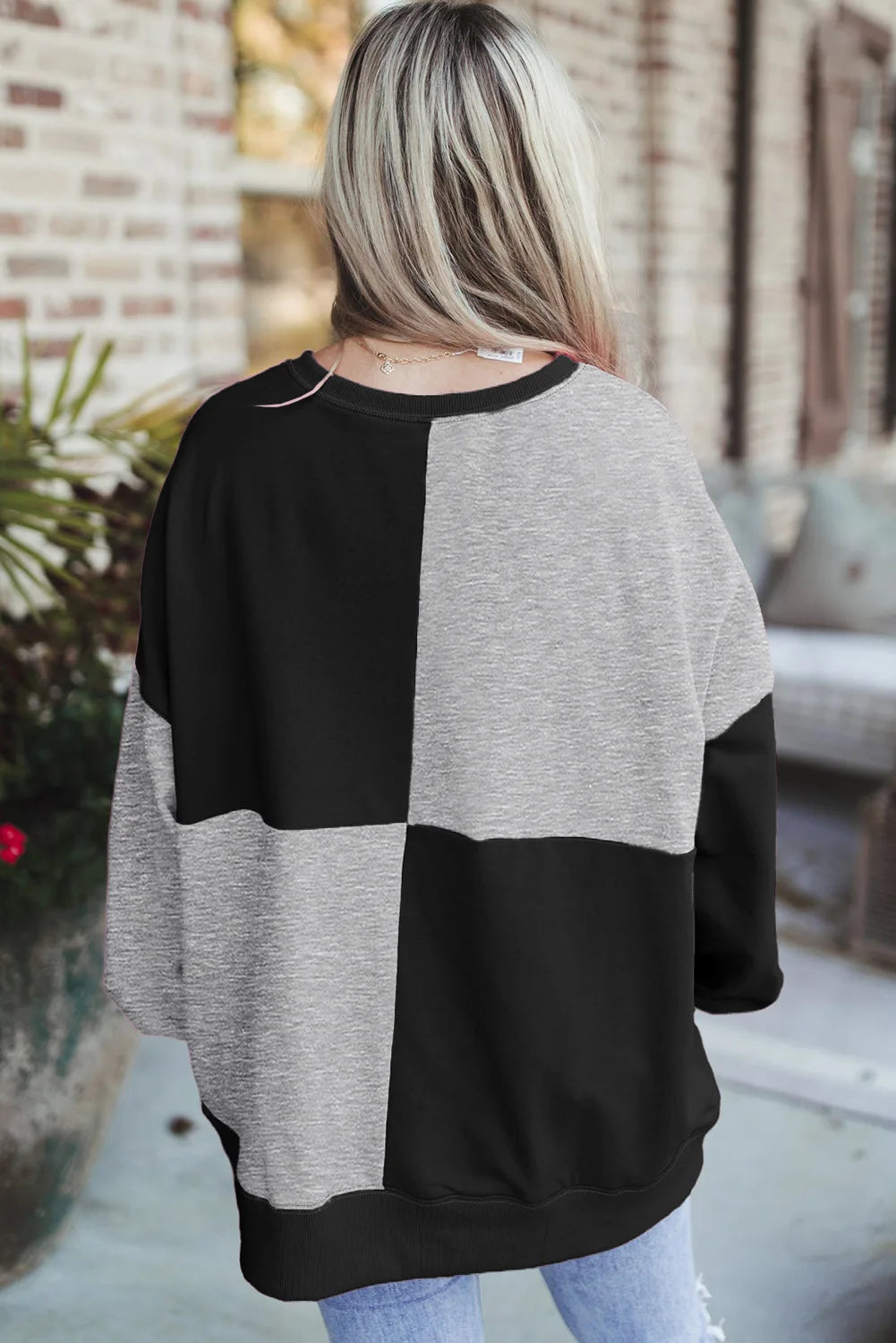 Trendy Contrast Buckle Sweatshirt