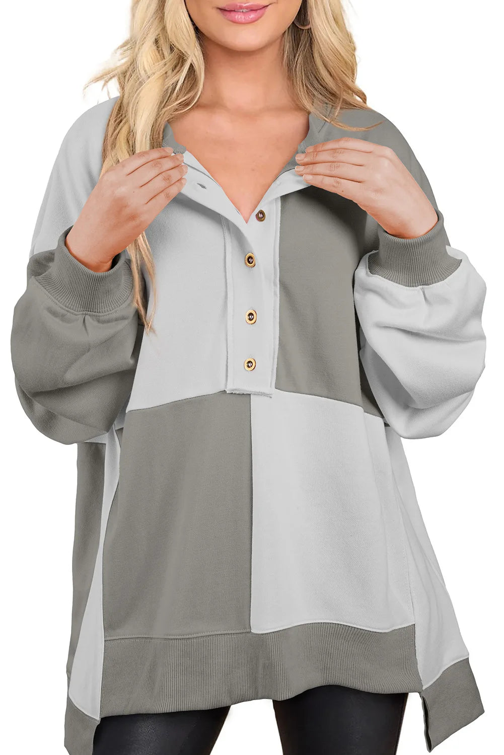 Trendy Contrast Buckle Sweatshirt
