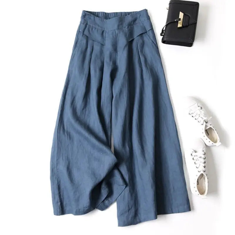Art Ease Cotton Linen Wide Leg Pants