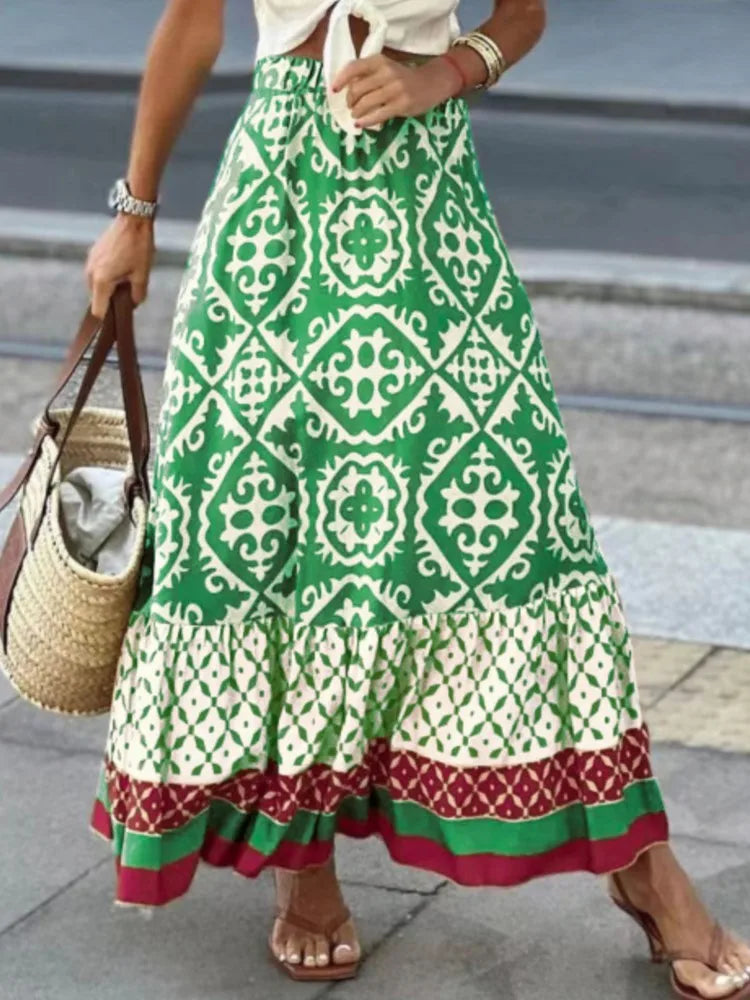 Sunlit Charm Bohemian Maxi Skirt