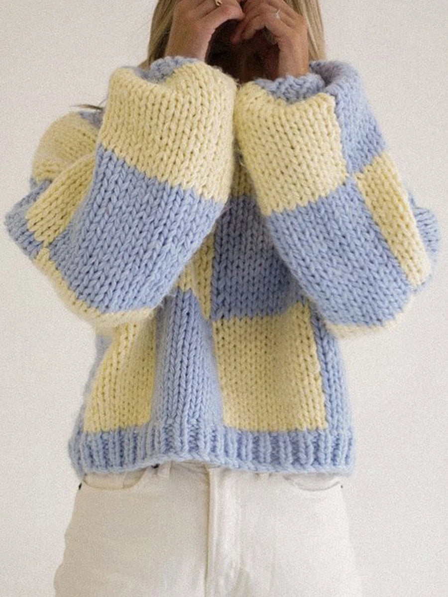 Cozy Checkered Oversized Sweater