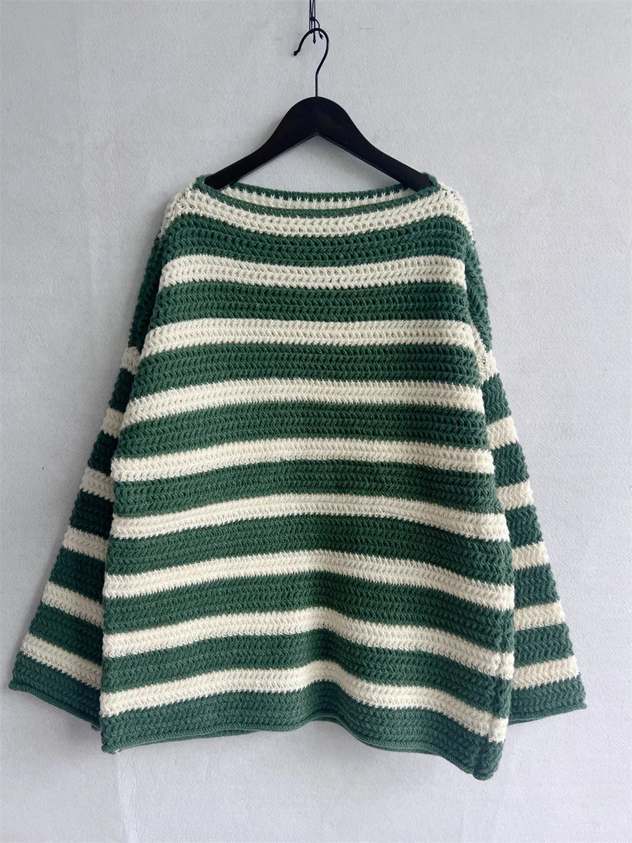Stripe Haven Loose Knit Sweater