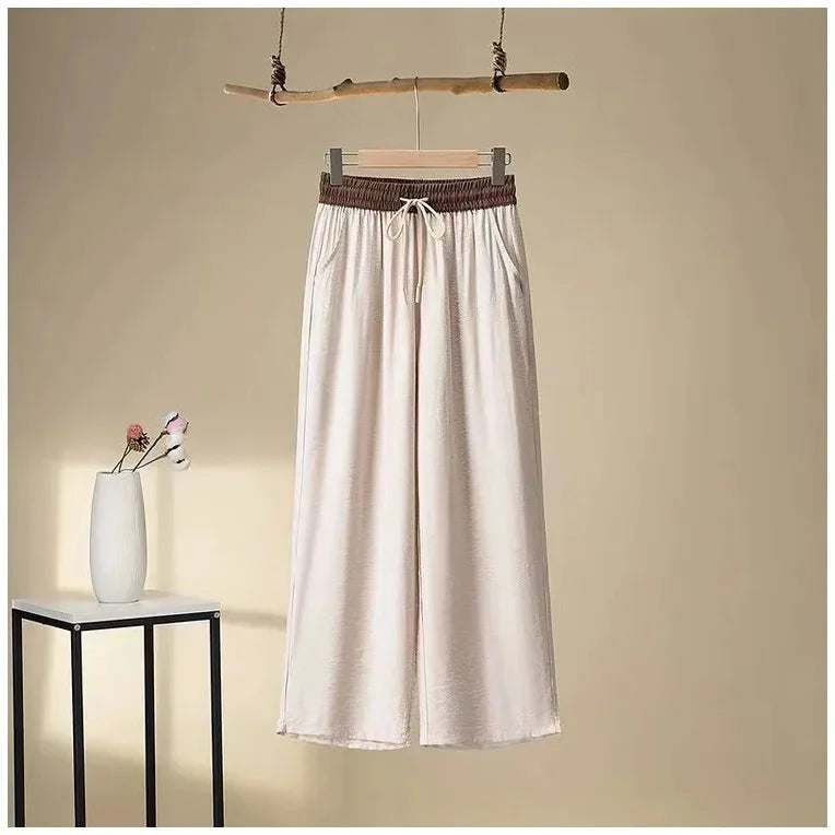 Color Block Retro Wide Leg Pants Rich Allure