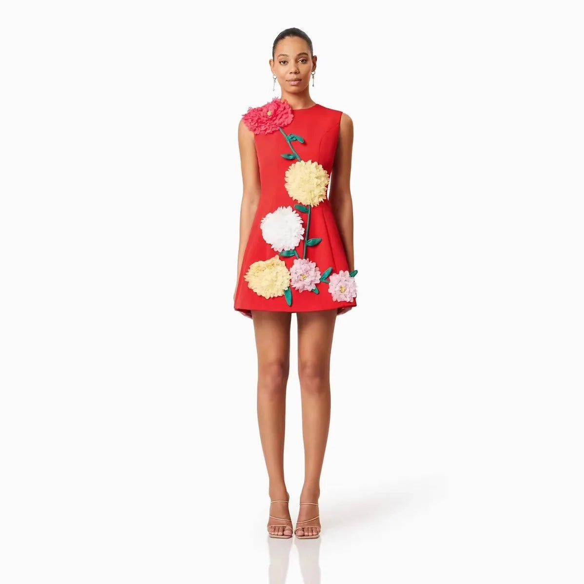 Floral Fusion 3D Print Dress