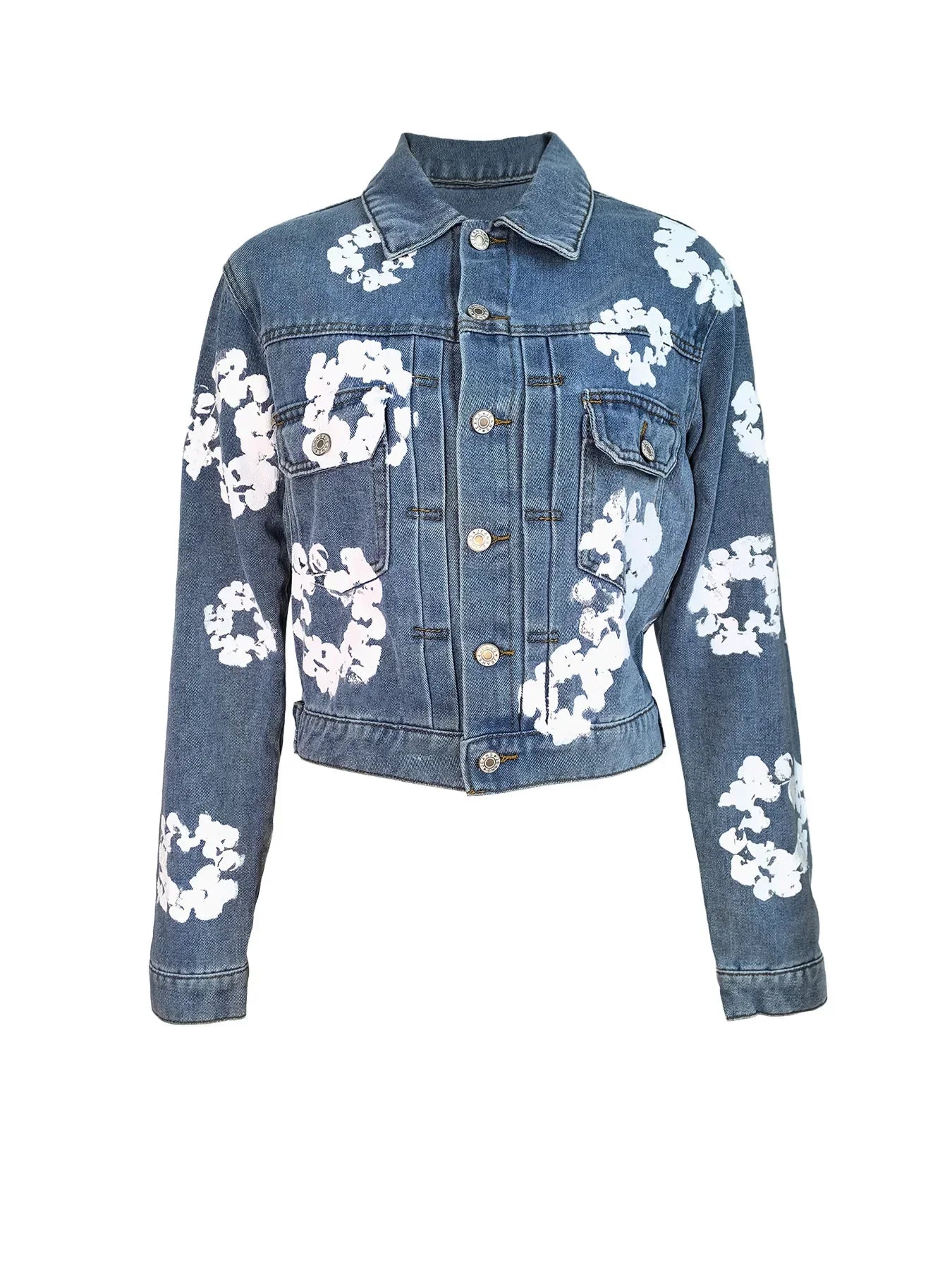 Bloom Fade Floral Denim Street Jacket