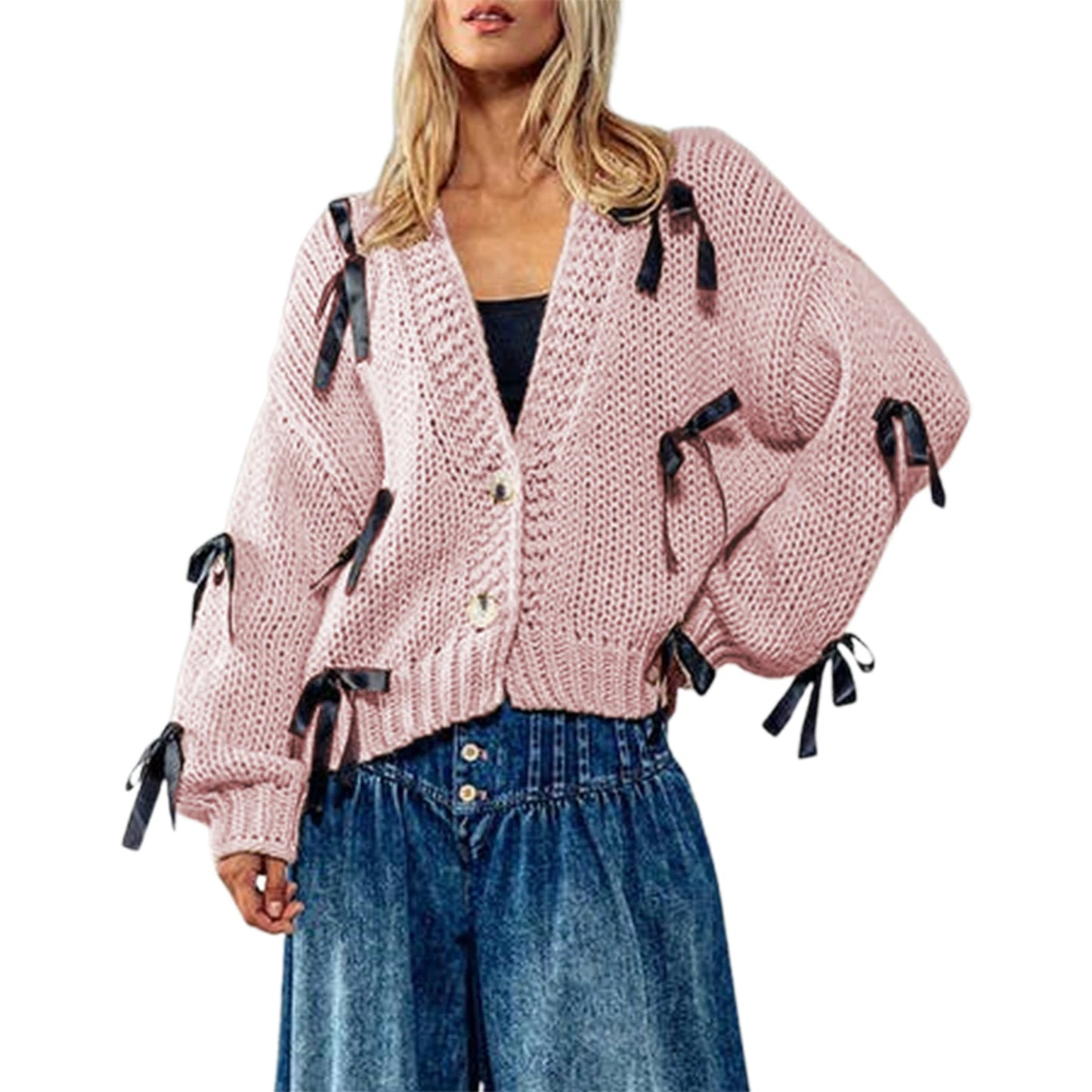 Belle Knot Deep V Bow Cardigan
