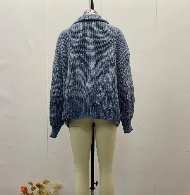 Sequin V-Neck Party Sweater