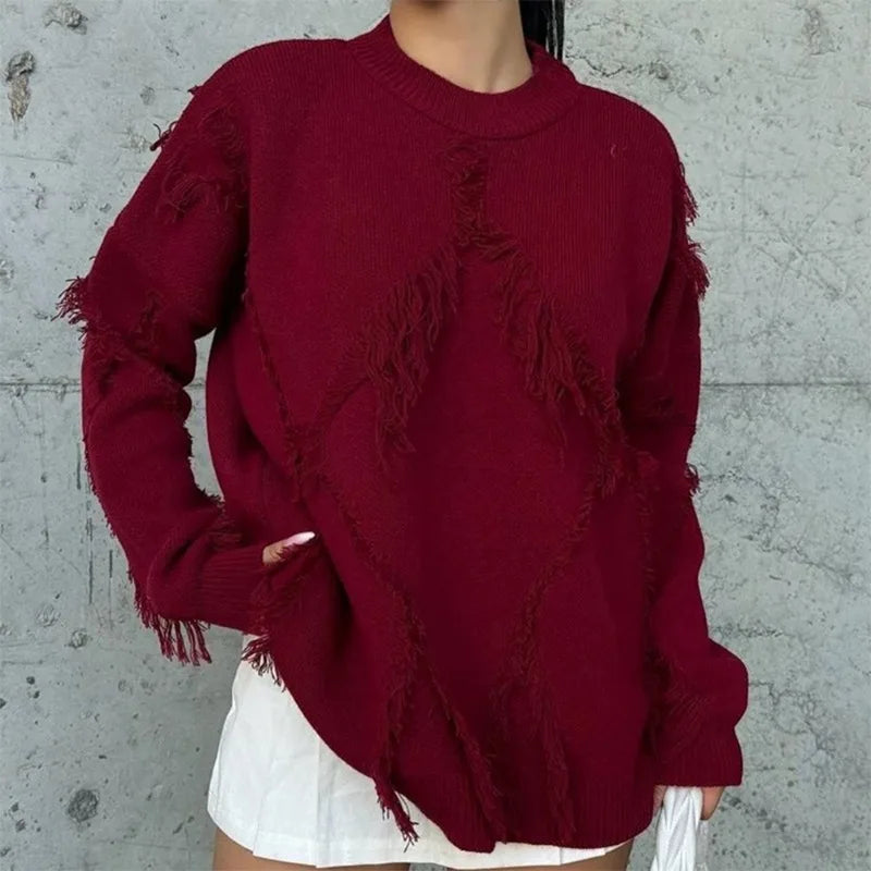 Chic Tassel Patch Sweater