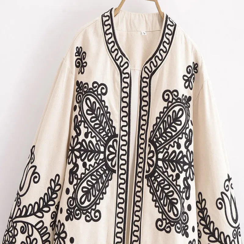Retro Embroidered Long Sleeve Jacket