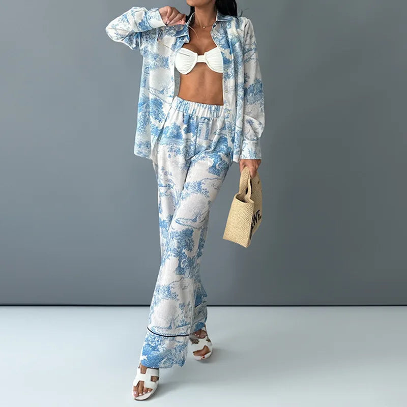 Graffiti Print Casual Two-Piece
