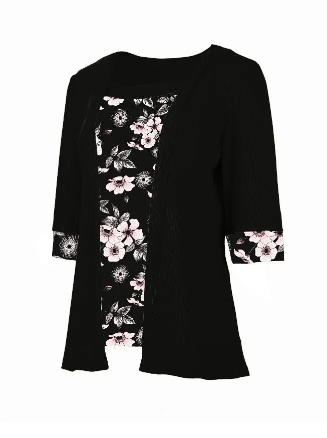 Layered Bloom Splice Casual Top