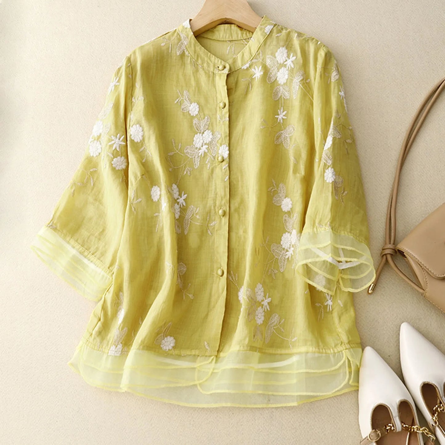 Vintage Bloom Embroidered Cotton Top
