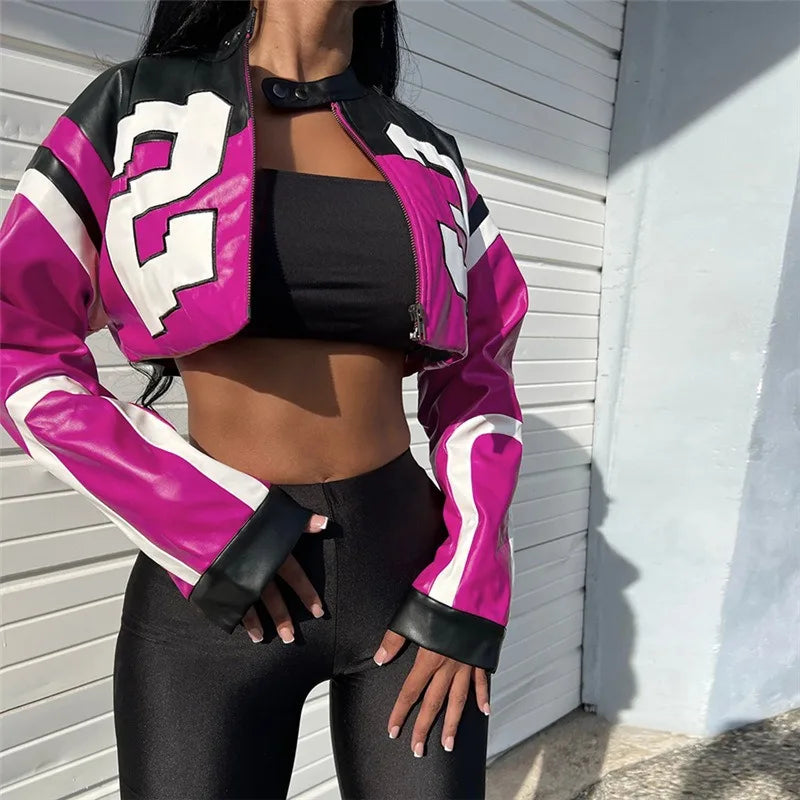 Urban Gloss Letter Print Crop Jacket