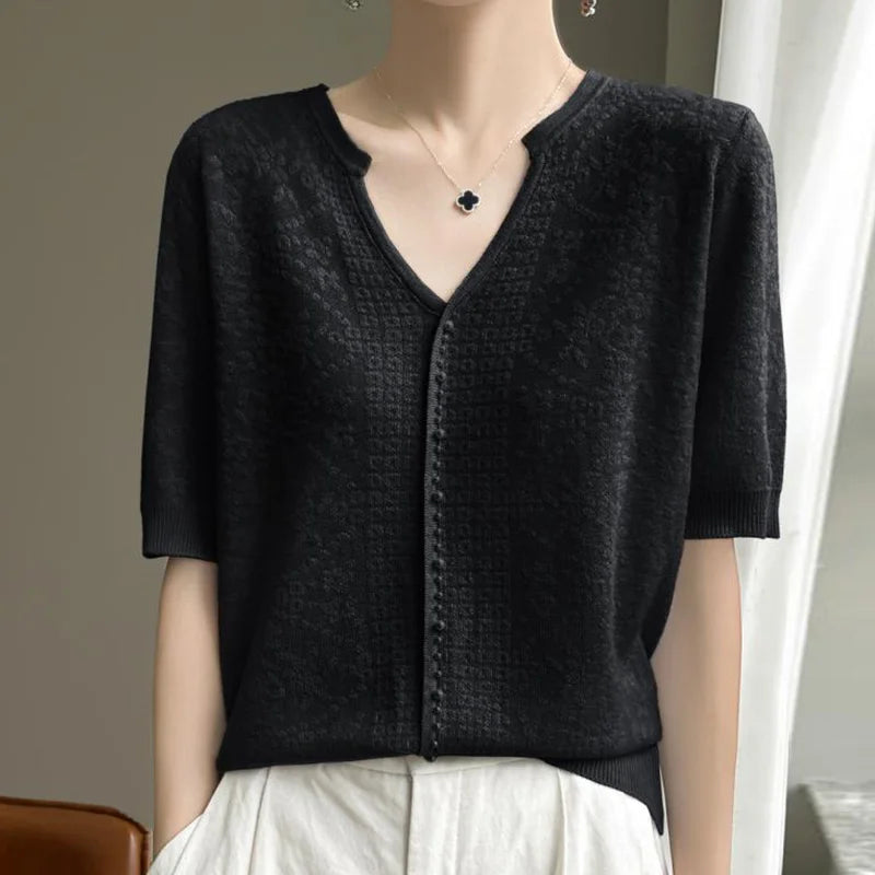 V-Neck Knitted Summer Top