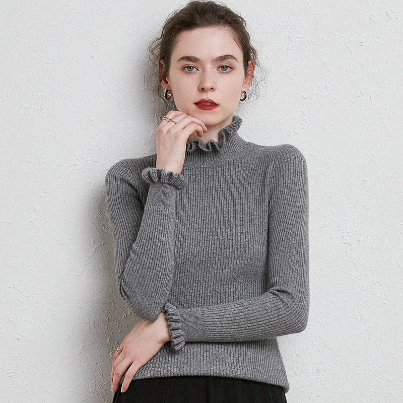 Cinched Turtleneck Knit Sweater