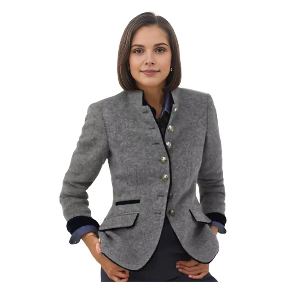Contrast Color Woolen Cardigan Coat