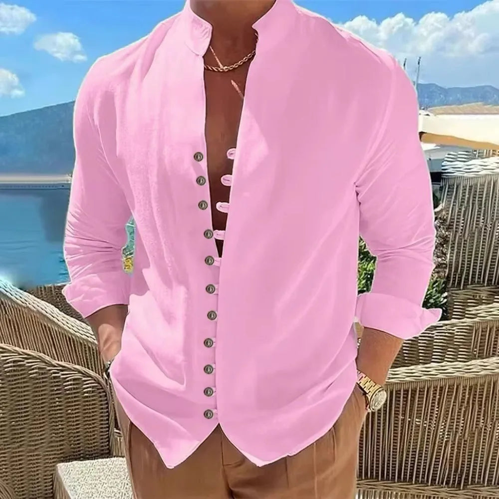 Breeze Form Linen Button Shirt Men