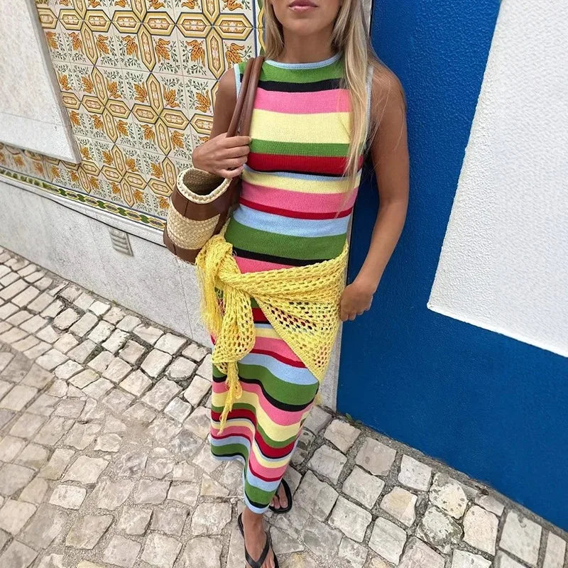Viva Stripe High Waist Knit Dress