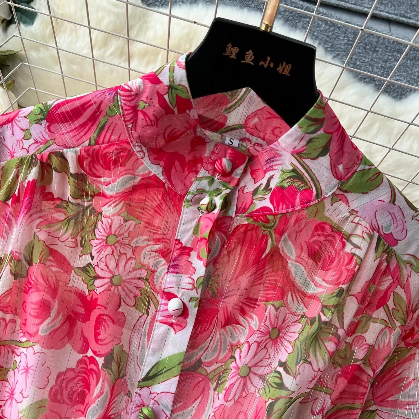 Silk Chiffon Floral A-Line Dress