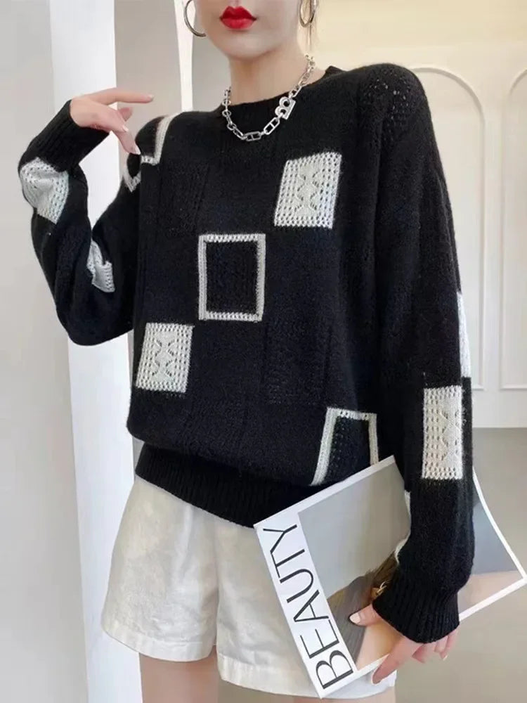 Vintage Checkered Knit Top