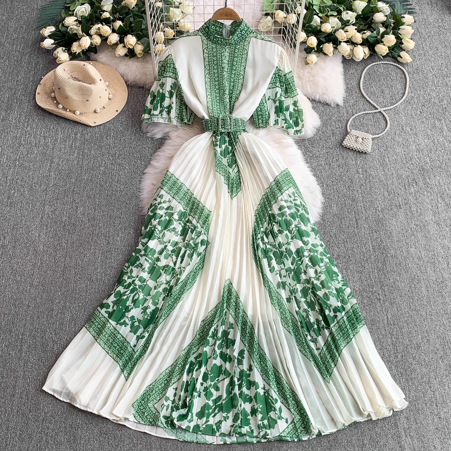 Retro Grace High Waist Midi Dress