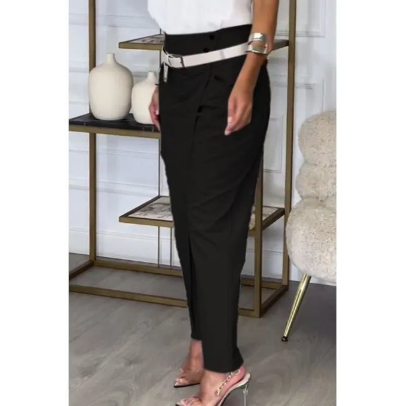 Chic Angle High Waist Belted Pants