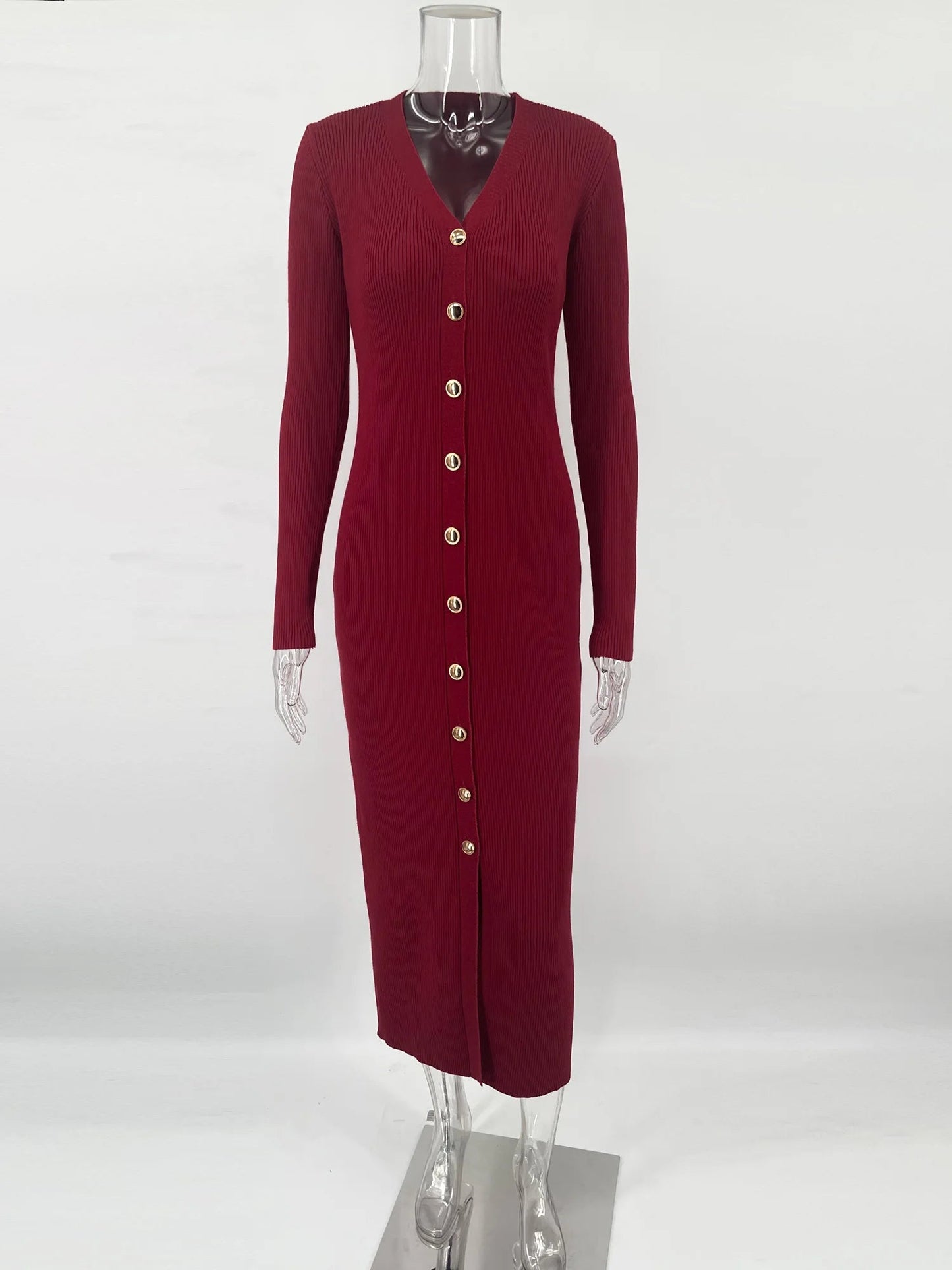 Tossy V-Neck Ribbed Knit Dress Rich Allure