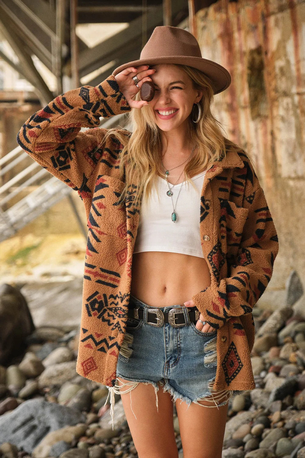 ArtiFolk Vintage Ethnic Print Coat