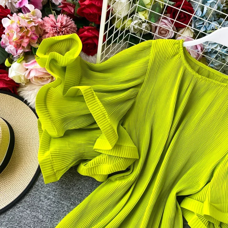 Flutter Grace Pleated Chiffon Blouse