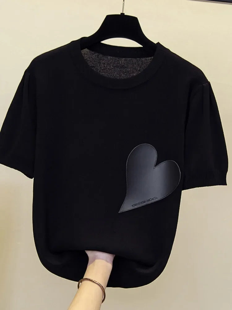 Short Sleeve Knitted Cashmere Sweater Rich Allure