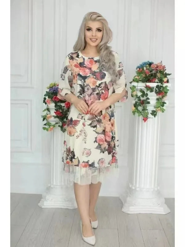 Blossom Grace Floral Party Midi Dress