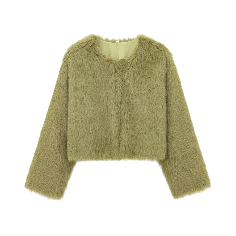 Plush Chic Cropped Faux Fur Jacket