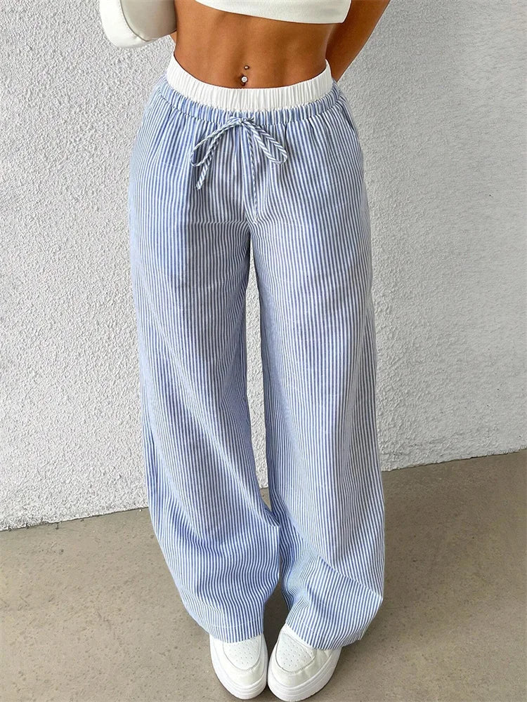 Striped Wide Leg Woven Pants
