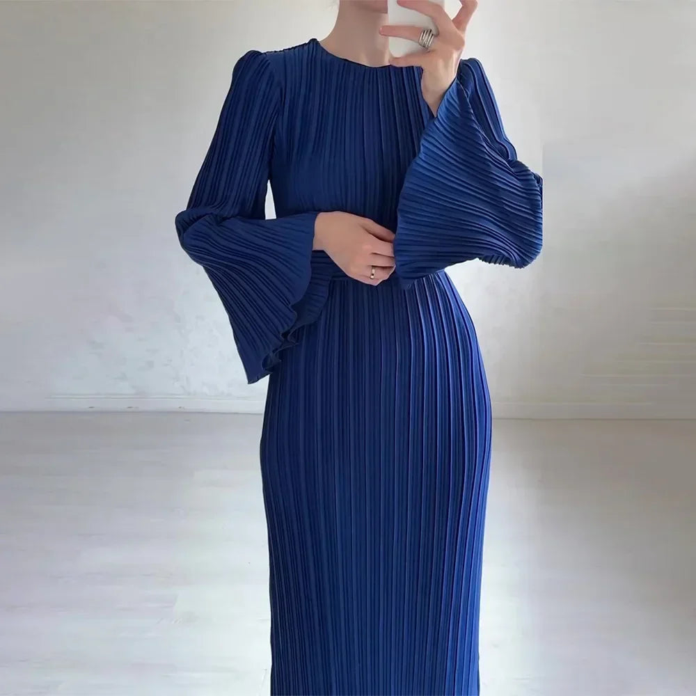Spring Grace Pleated Belted Dress Rich Allure