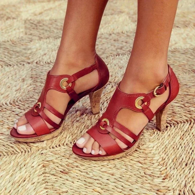 Golden Stride Gladiator Wedge Sandals