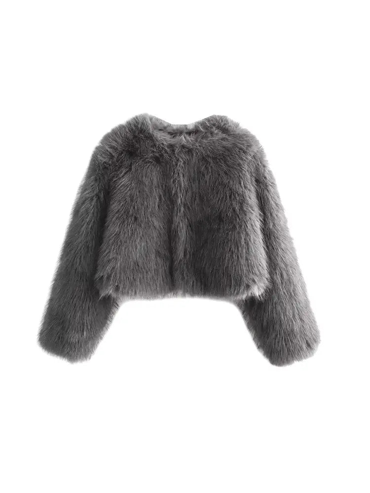 Plush Chic Cropped Faux Fur Jacket
